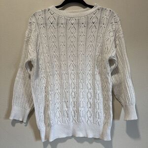 Diane Von Furstenberg Knit Sweater White 3/4 Sleeve